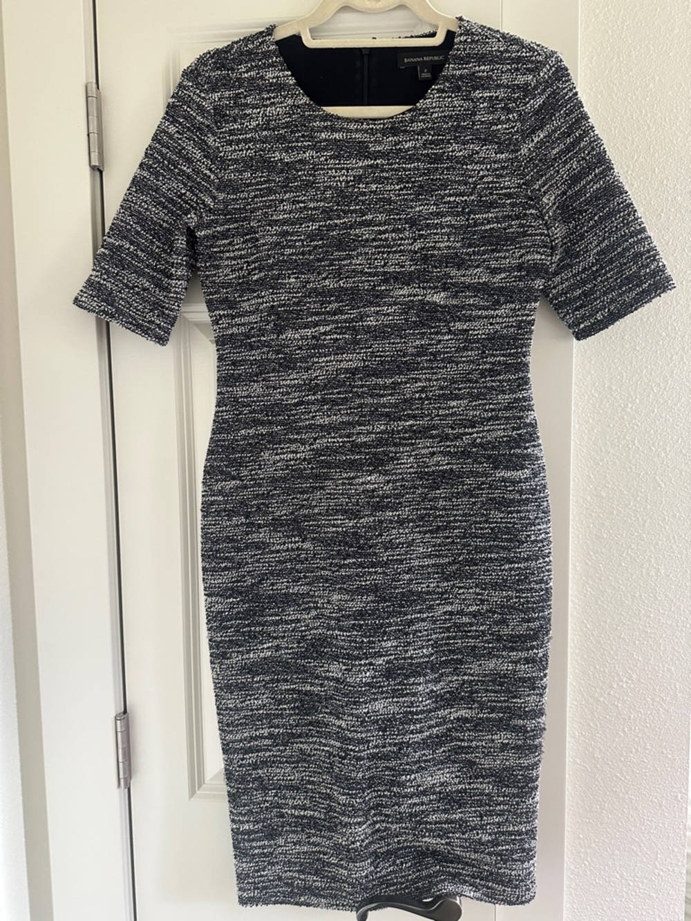 Banana Republic Black & White Tweed Sheath Dress